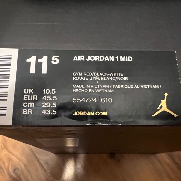 Nike Air Jordan 1 Retro Mid PS 'Gym Red'
 554724-610 - Picture 10 of 10